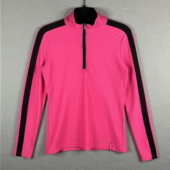 Lauren Ralph Lauren Active Pink Textured Quarter Zip Pullover SZ L - Picture 1 of 6